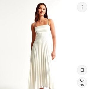 Abercrombie & Fitch Cream Pleated Midi Sundress
